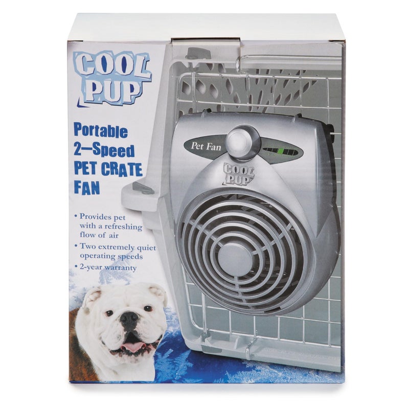 Pro Select Cool Pup Crate Fan, 8x6.25x2.5â€ in Size â€“ Quiet Battery Fan Keeps Dogs & Cats Cool with Built-in Thermometer, Silver - Image 1